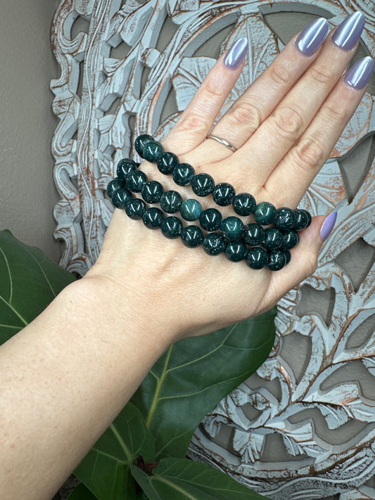 Blue-Green Jasper Beaded Bracelet (10mm)