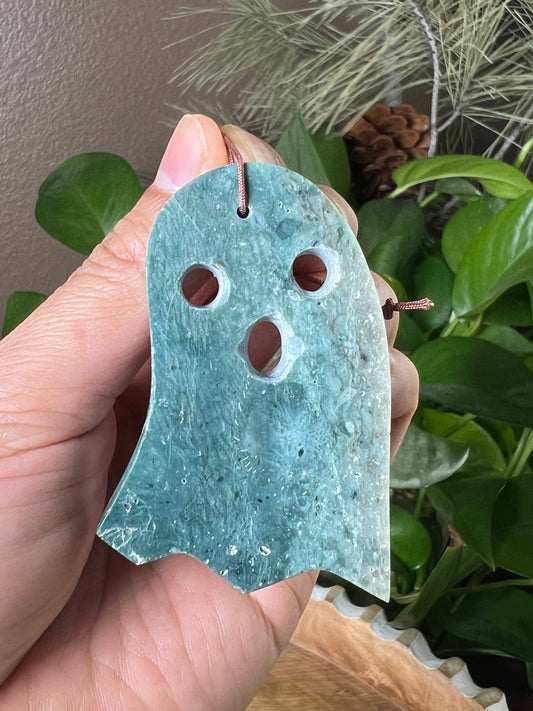 Blue Green Jasper Ghost Ornament