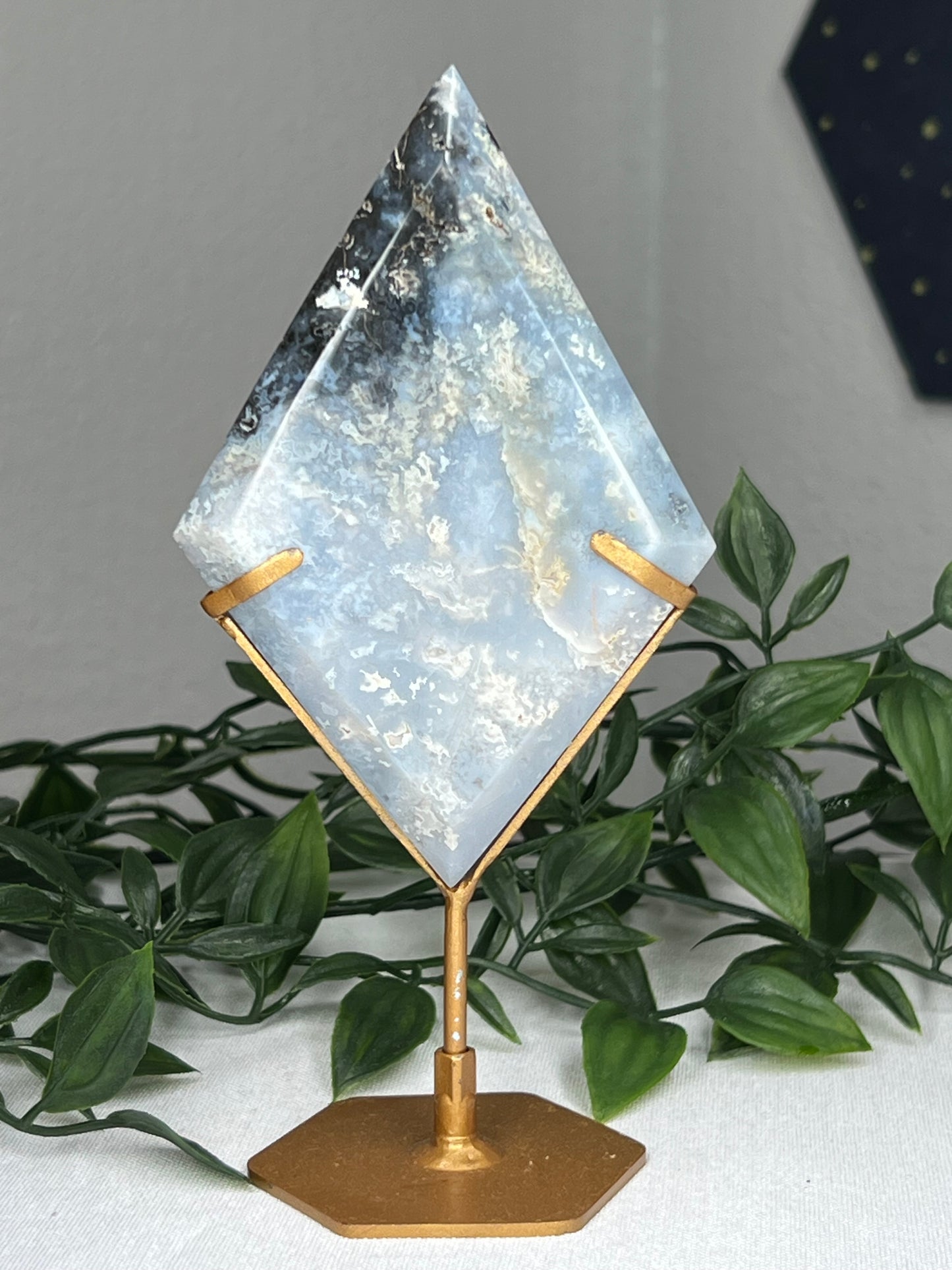 Blue Plume Agate Diamond