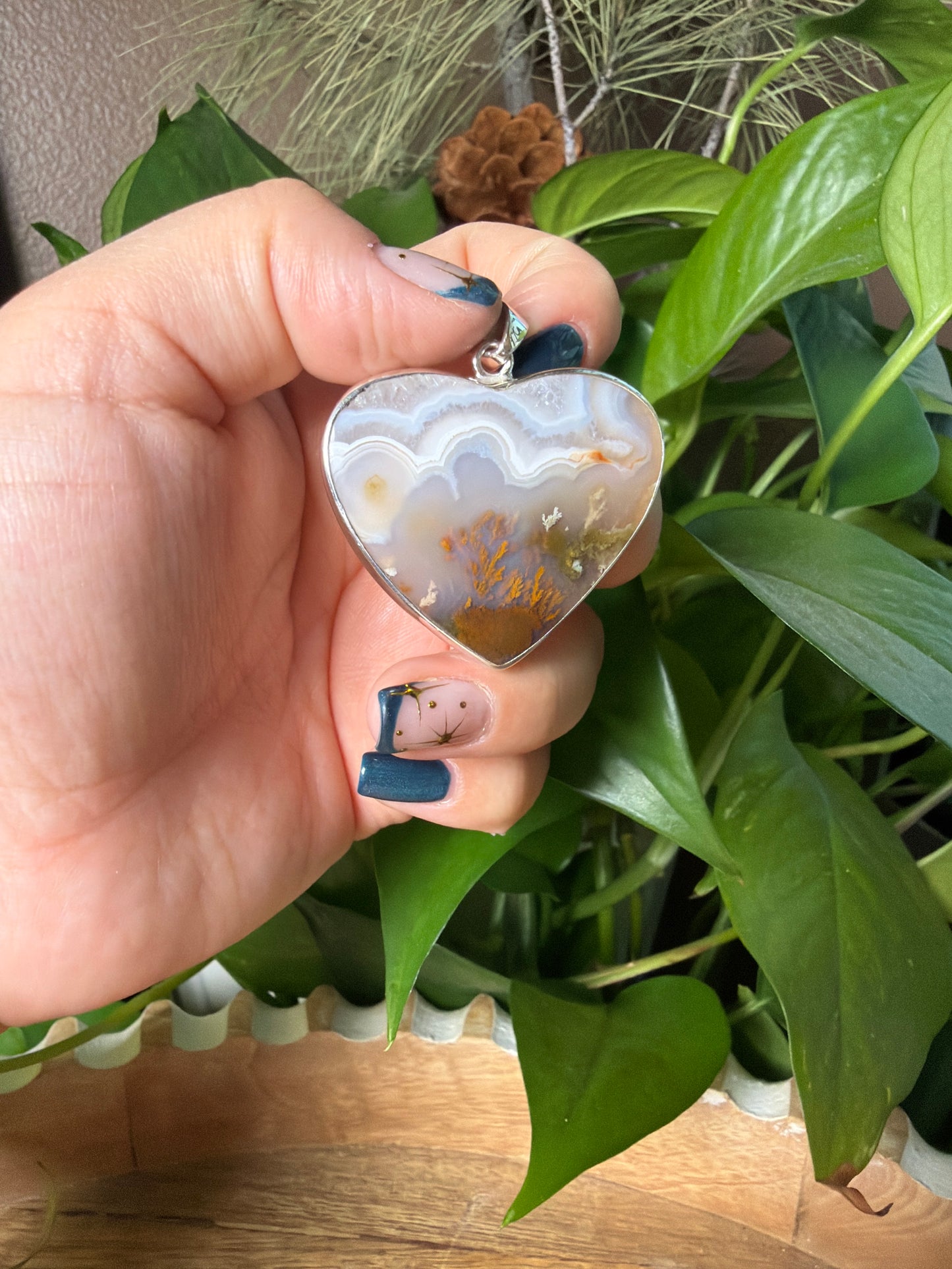Scenic Moss Agate Heart Pendant
