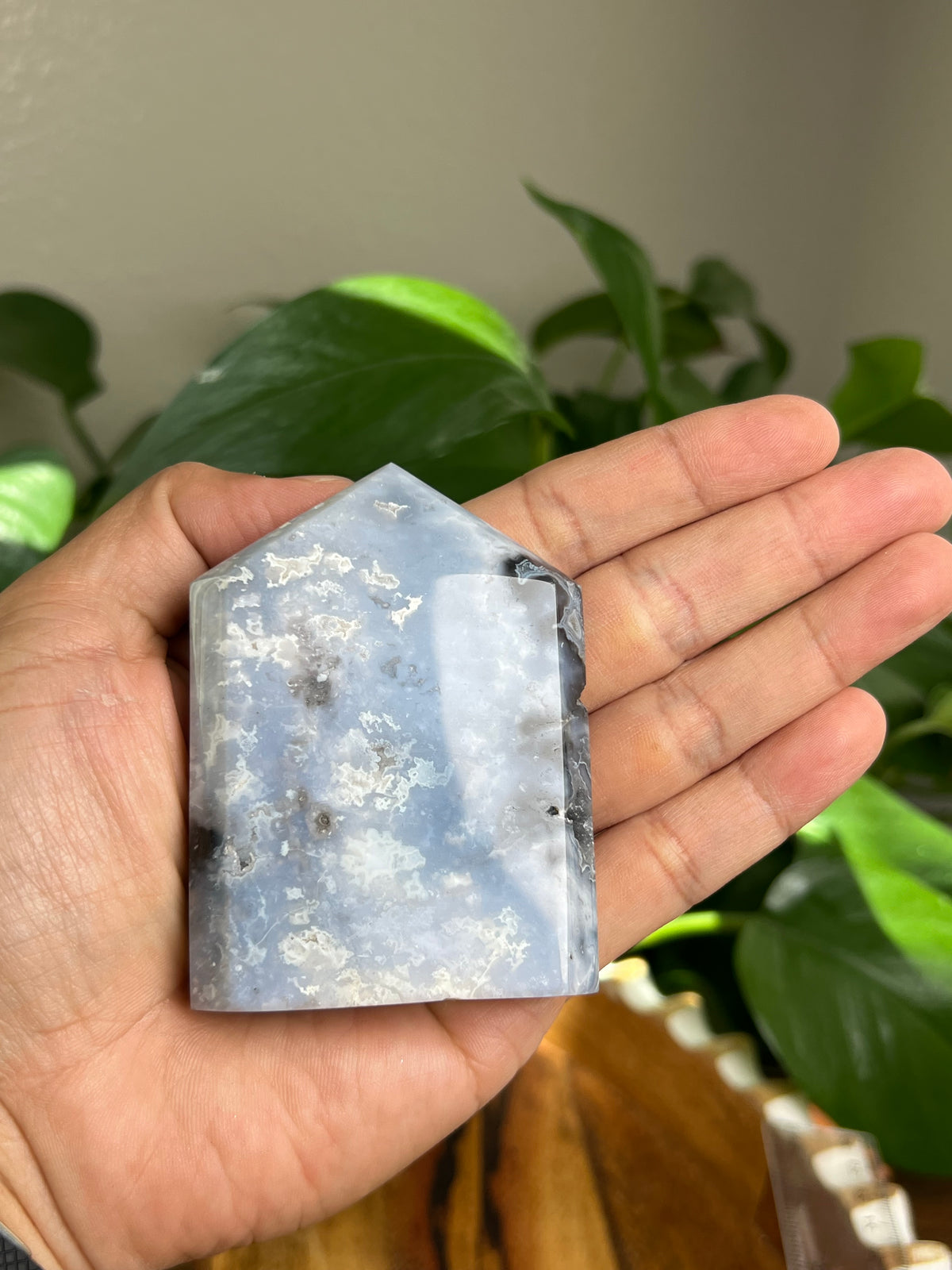 Blue Plume Agate Flat Tower: BD