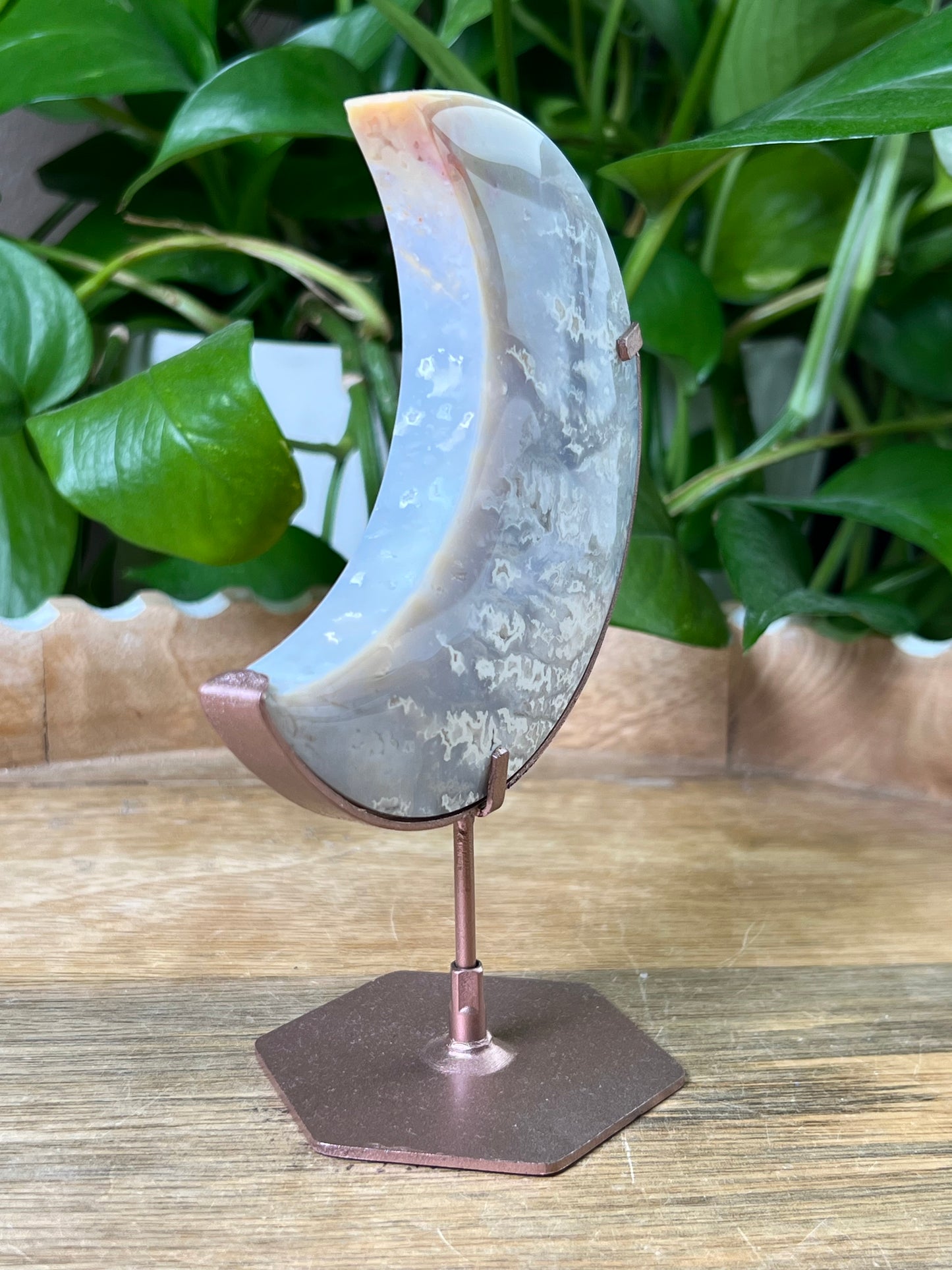 Winter Plume Agate Moon