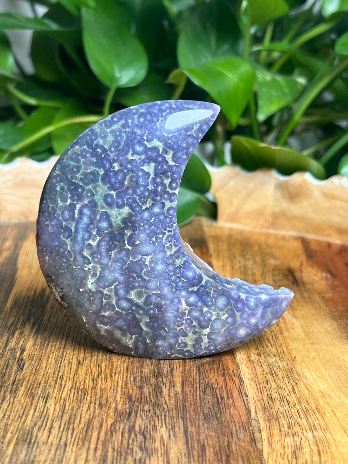 Grape Agate Self-Standing Moon: GA