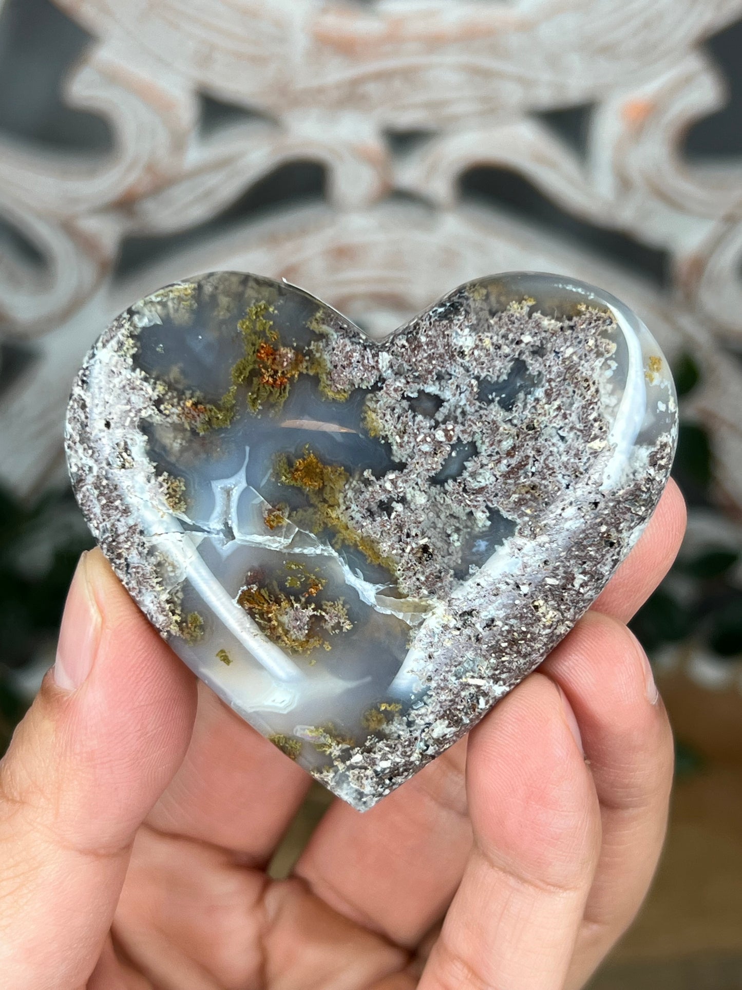 Scenic Moss Agate Heart