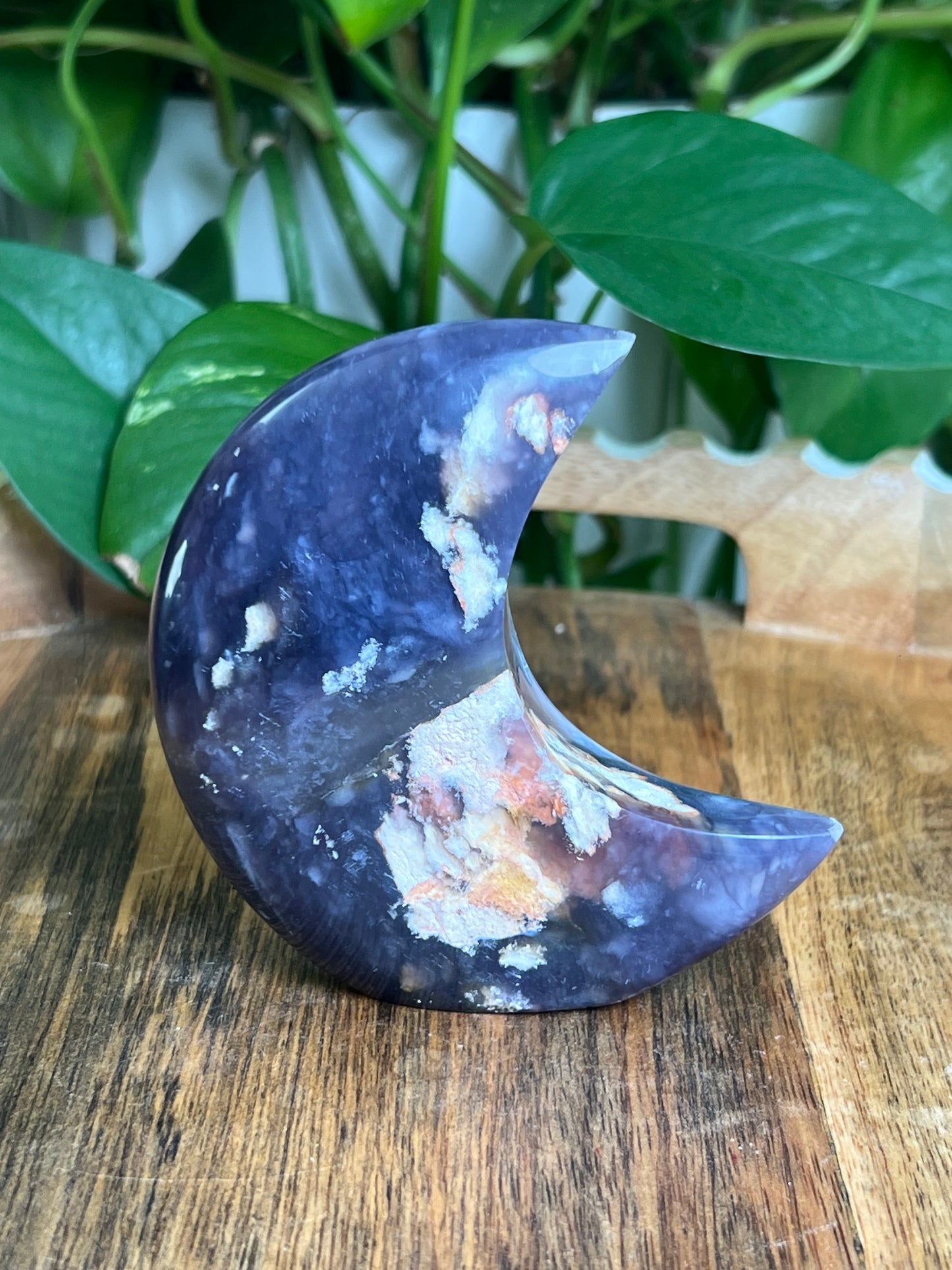Purple Chalcedony Self-Standing Moon: AE