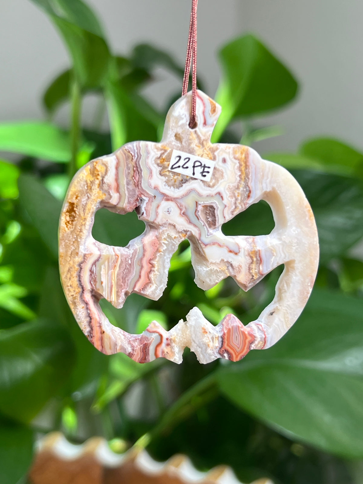 Crazy Lace Agate Ornament Pumpkin:  PE