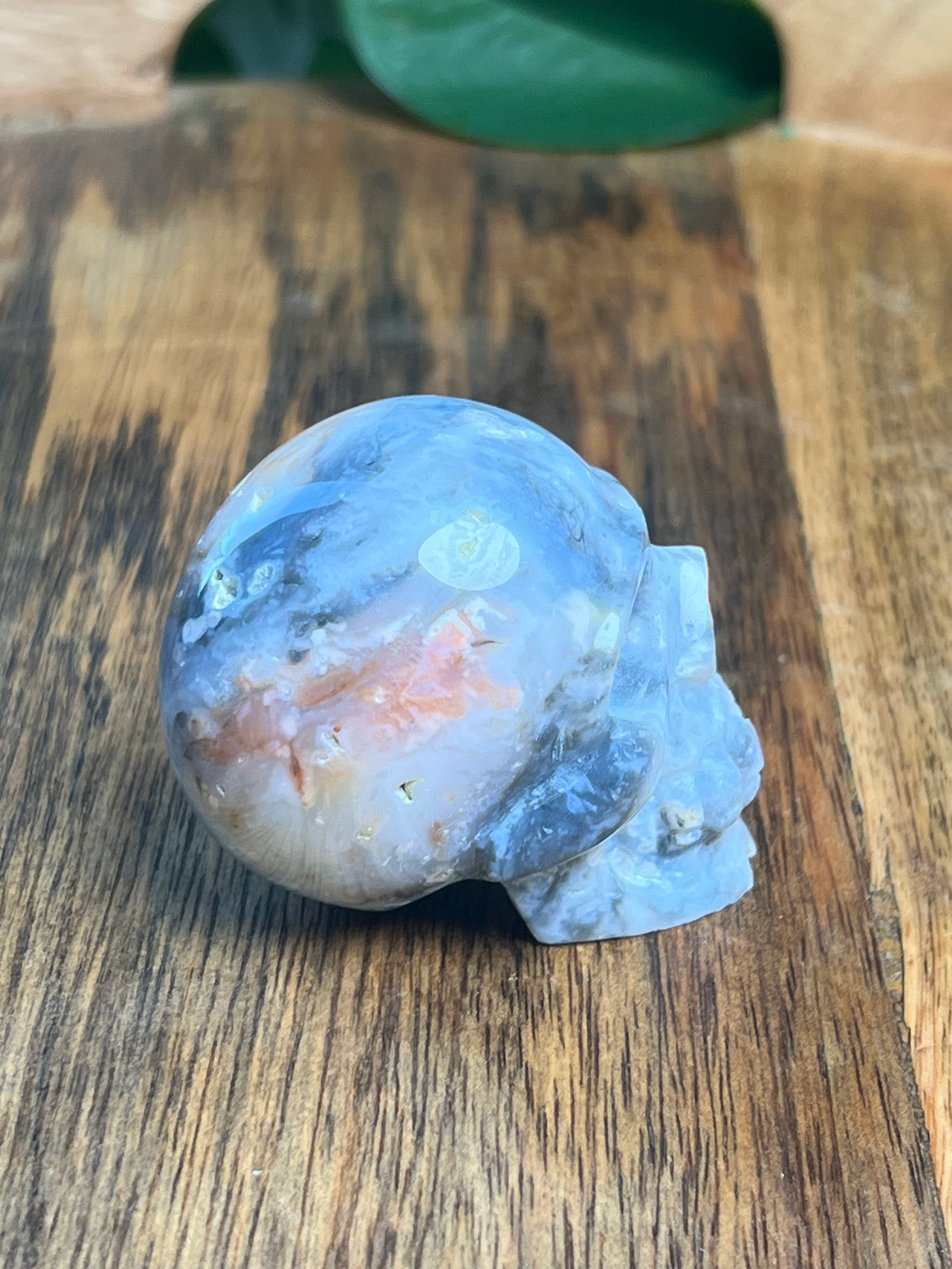 Rainbow Plume Agate Mini Skull: DB
