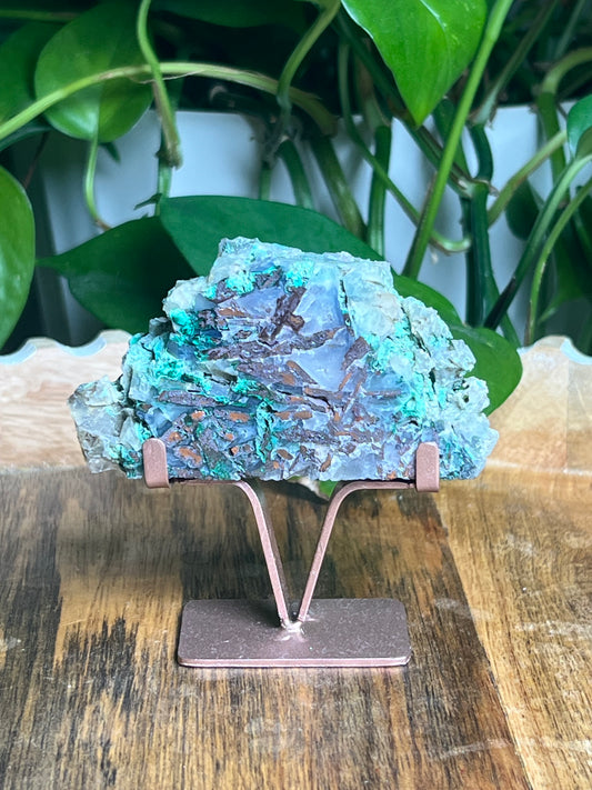 Copper In Malachite Chrysocolla and Chalcedony Slab: K
