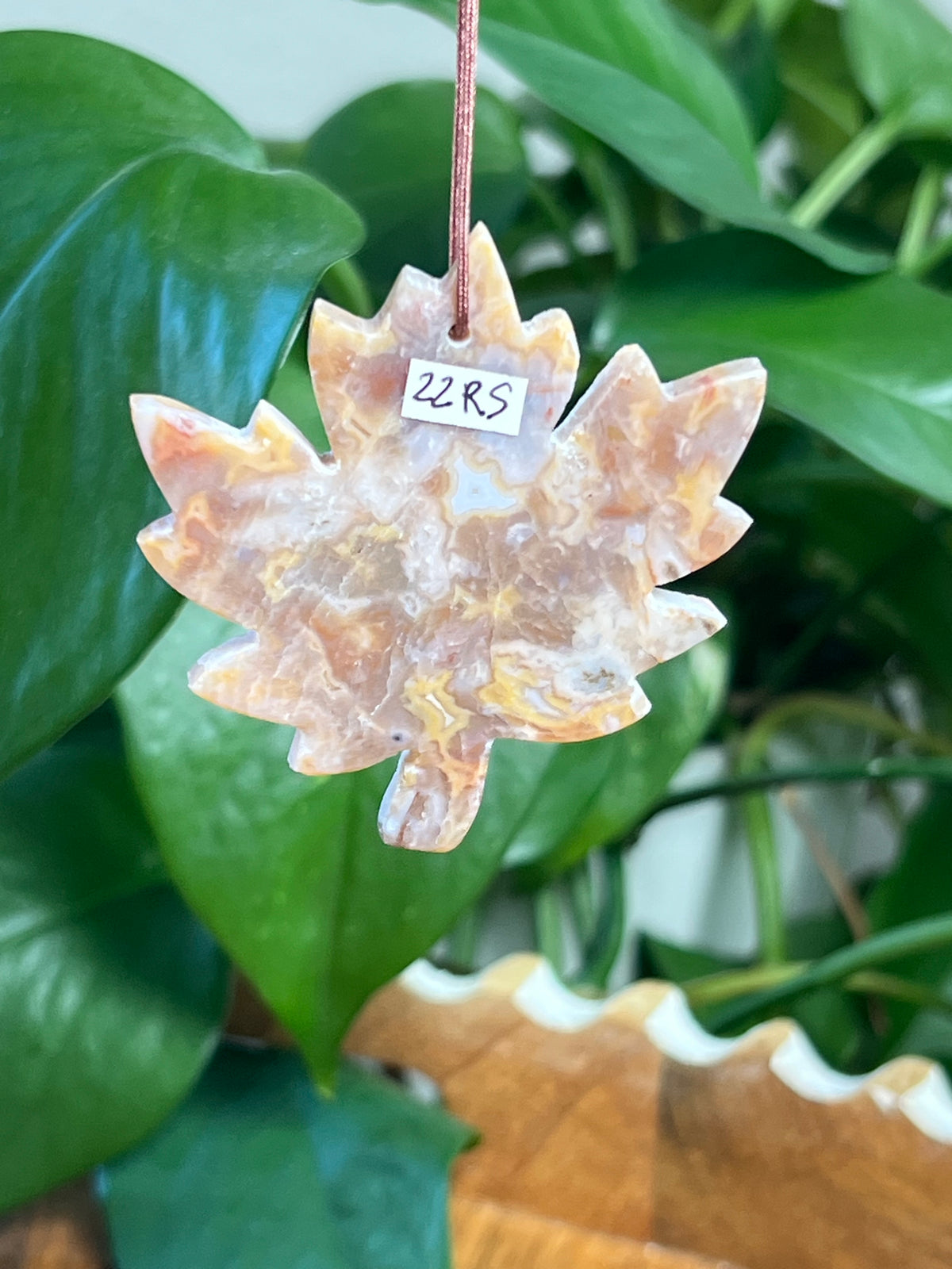 Sumatra Plume Agate Leaf Ornaments