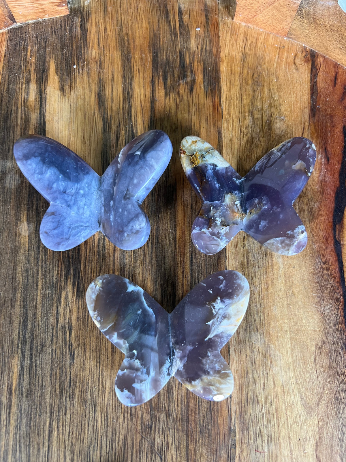 Purple Chalcedony 3D Butterflies