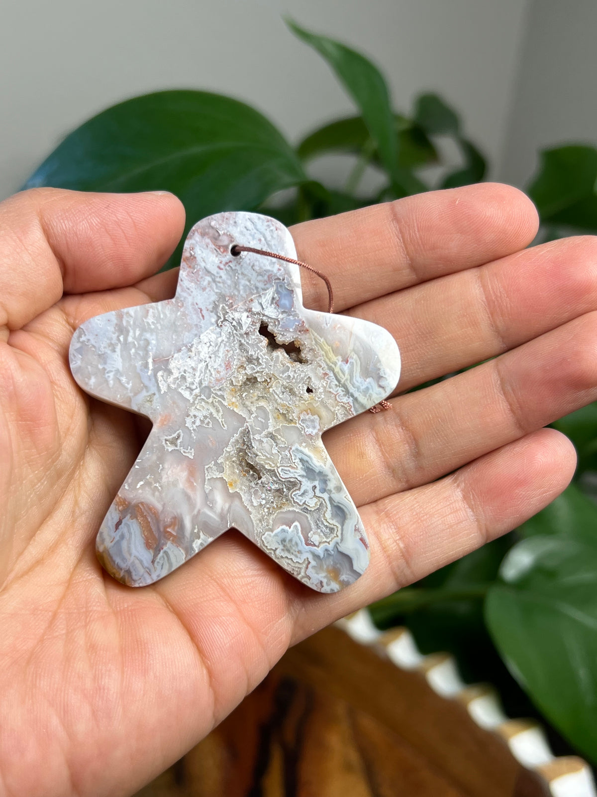 Sumatra Plume Agate Ornament Gingerbread: SH