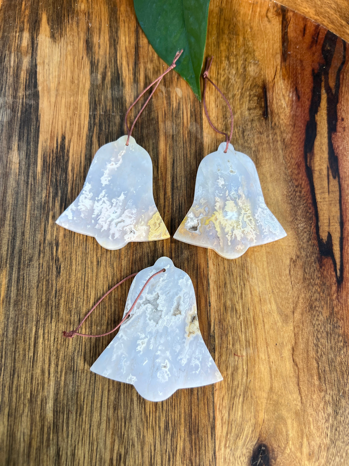 Winter Plume Agate Bell Ornaments