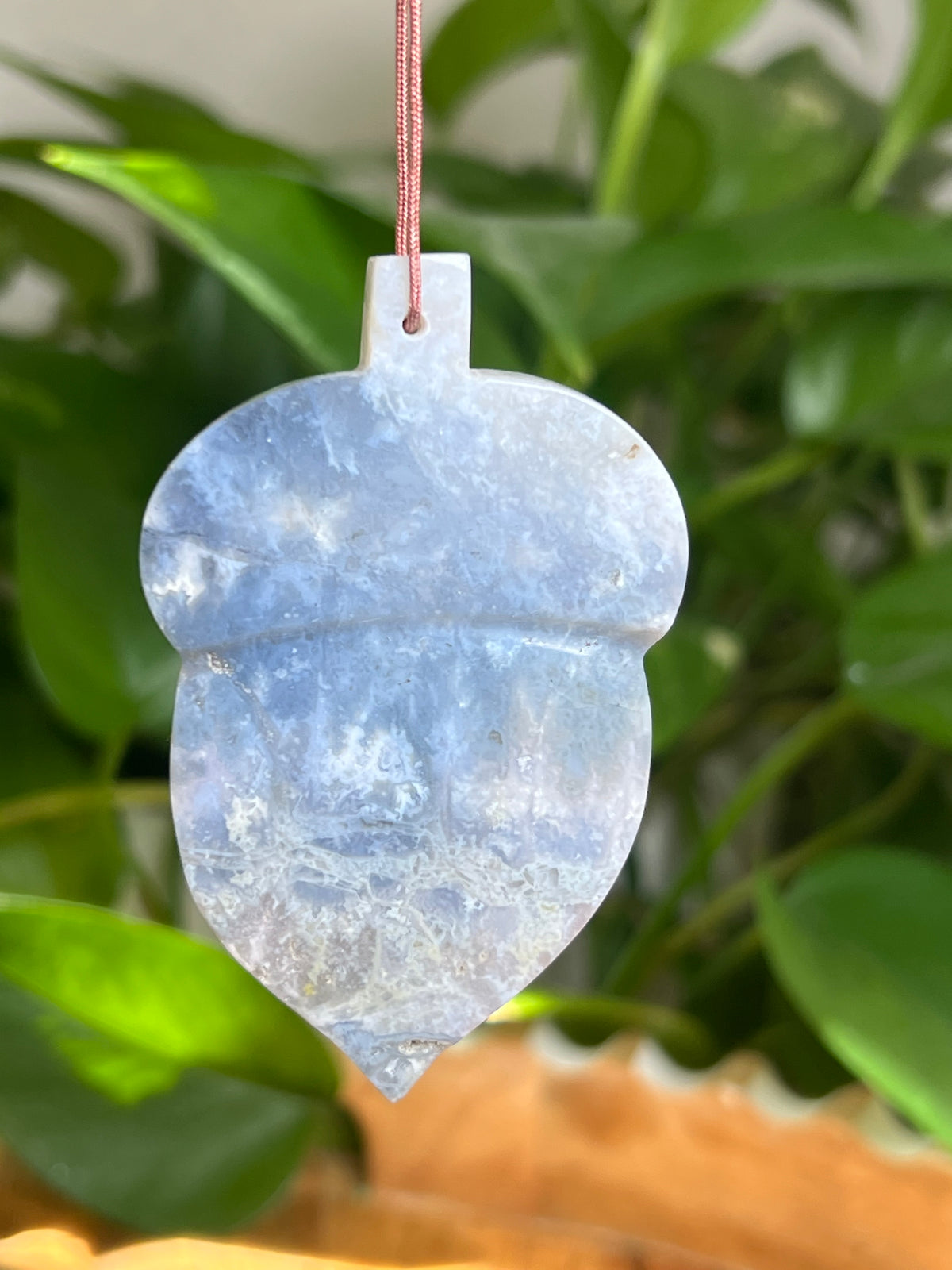 Blue Plume Agate Ornament Acorn: CQ