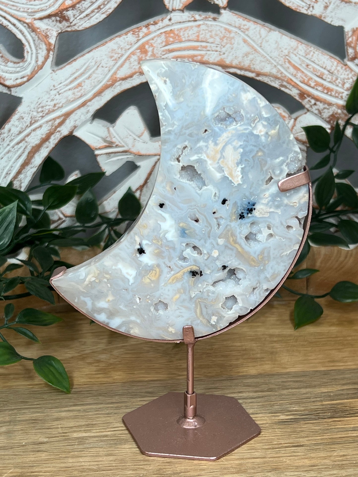 Dendritic Tiger Agate Moon