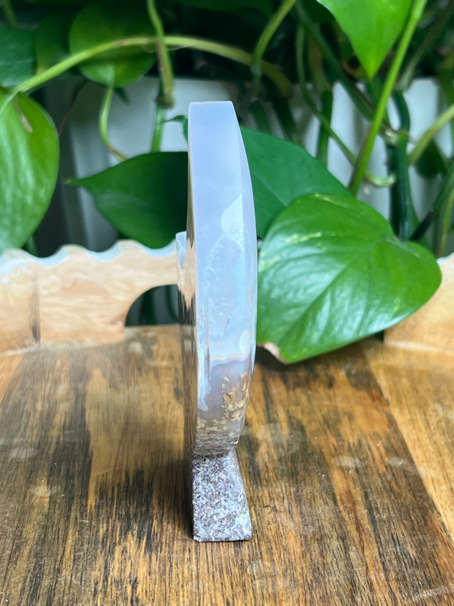 Scenic Moss Agate Self-Standing Moon: RE
