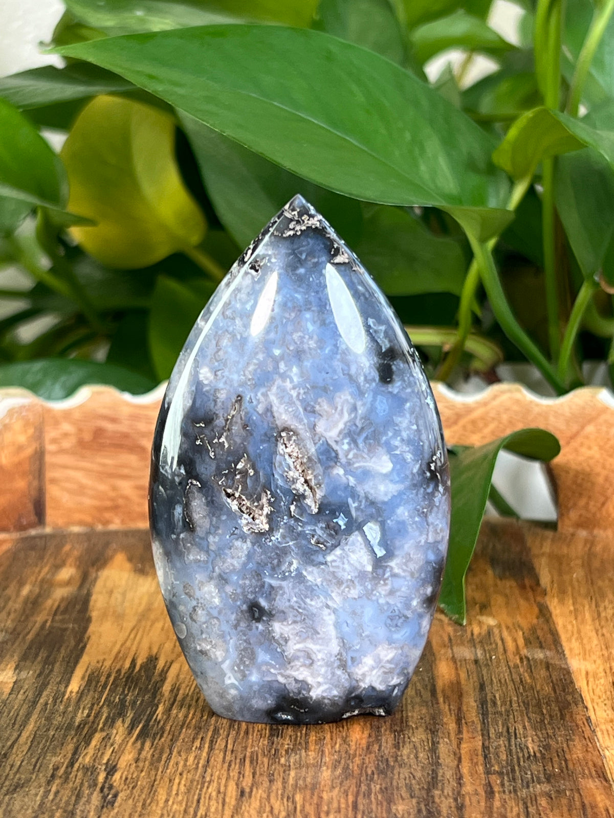 Blue Plume Agate Flames