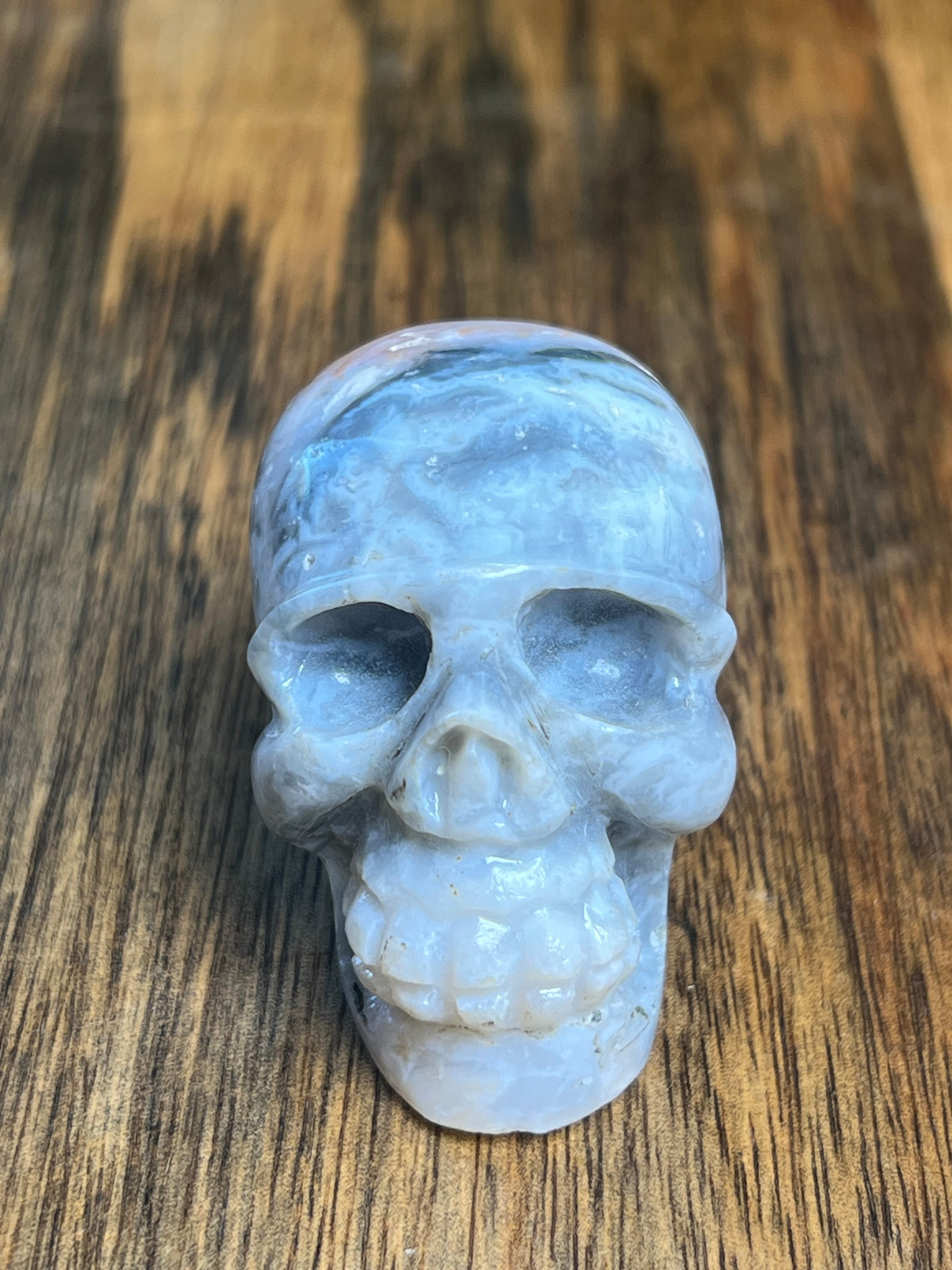 Rainbow Plume Agate Mini Skull: DA