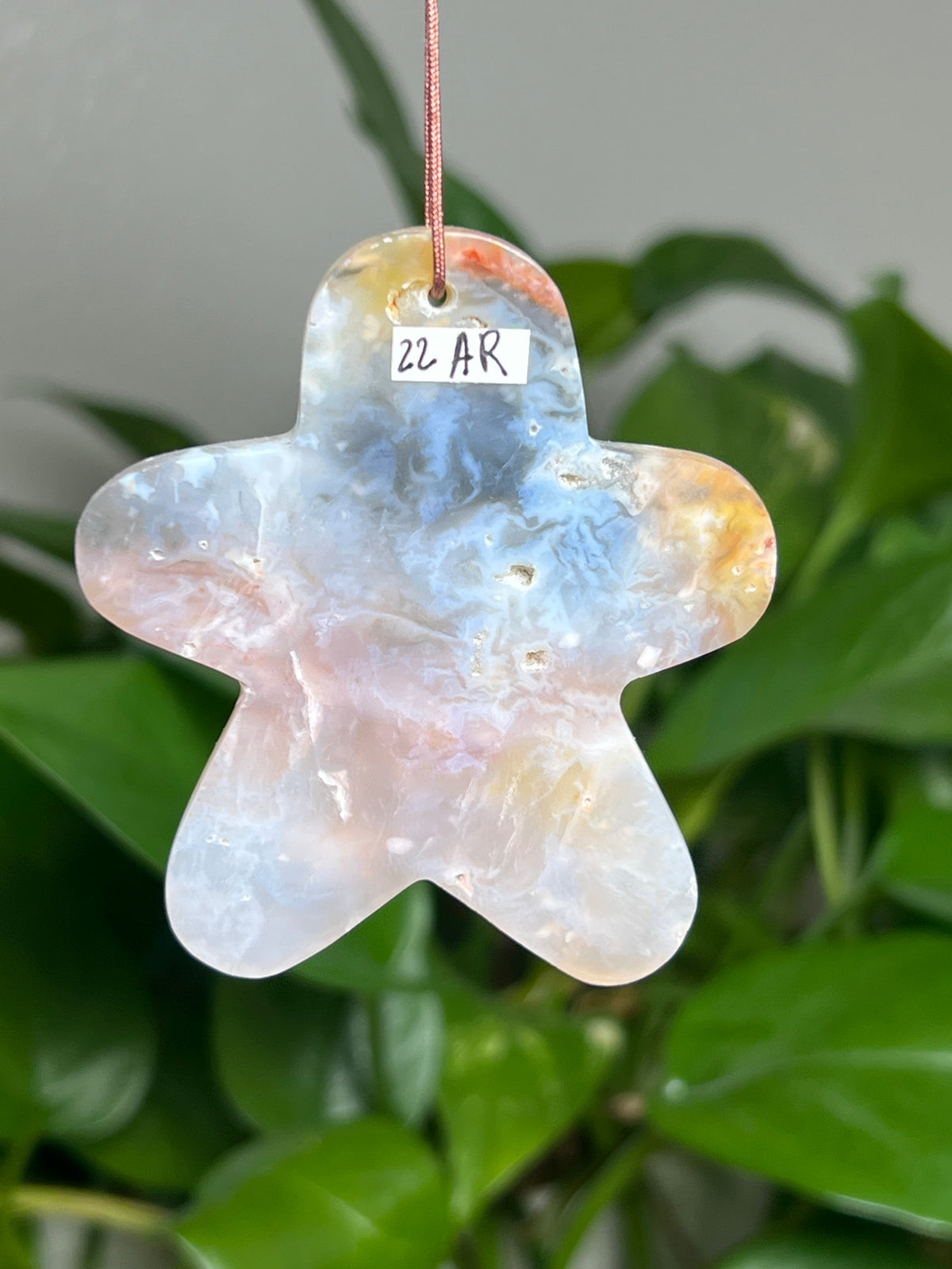 Rainbow Plume Agate Ornament Gingerbread: AR