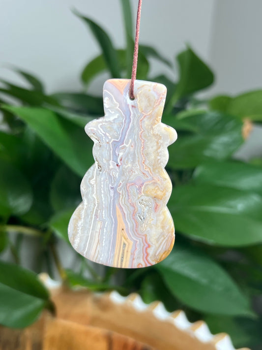 Crazy Lace Agate Ornament Snowman: AH