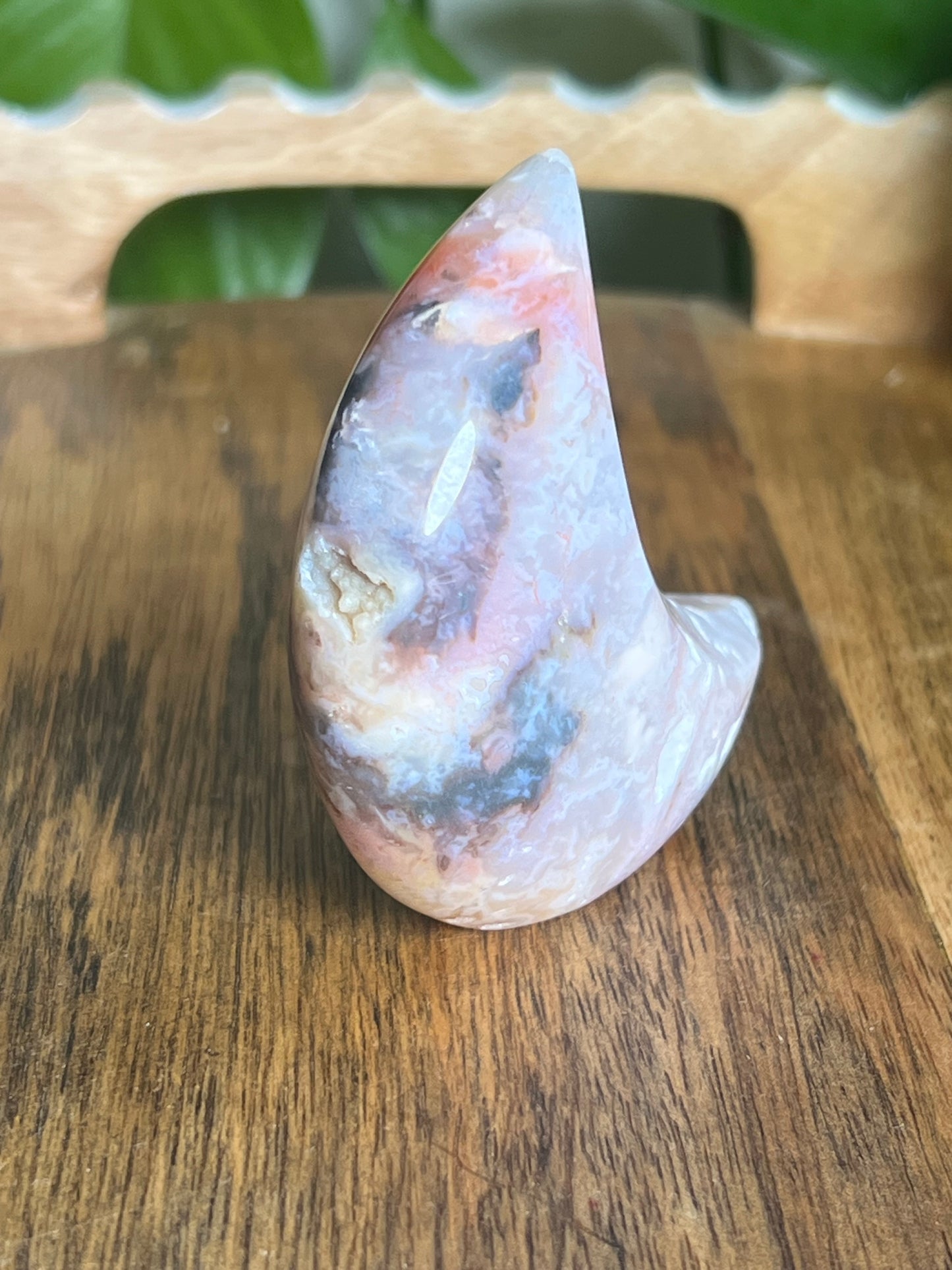 Rainbow Plume Agate Moon H