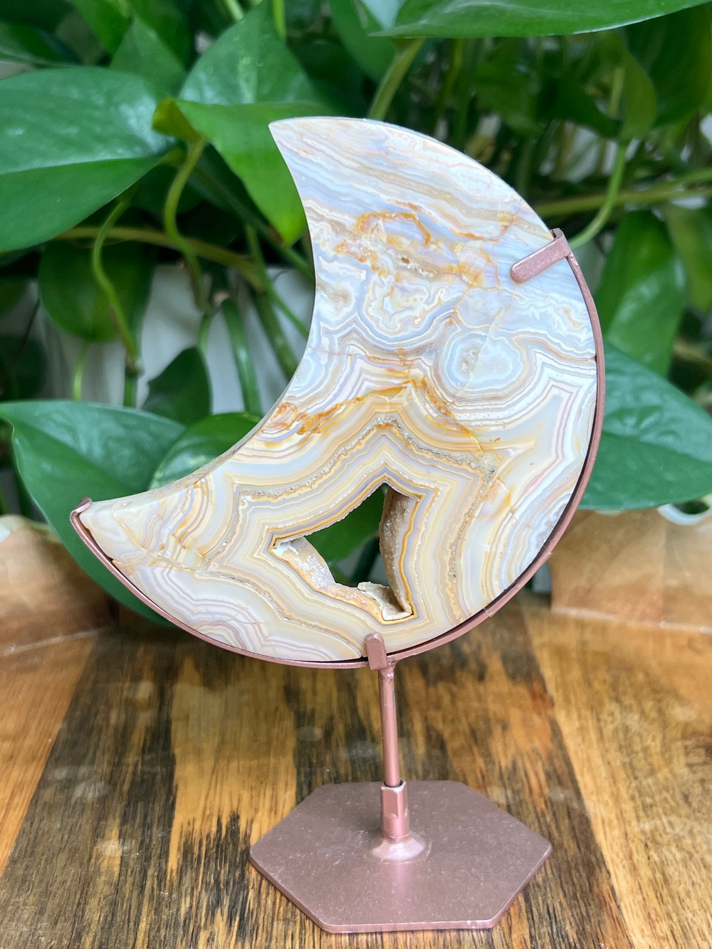 Yellow Crazy Lace Agate Moon: KB