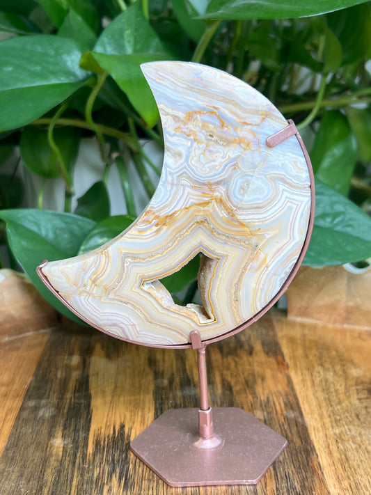 Yellow Crazy Lace Agate Moon: KB
