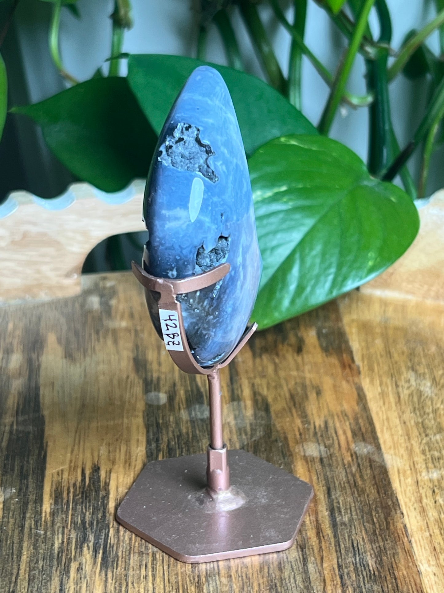 Blue Plume Agate Mini Puffy Moon: BZ