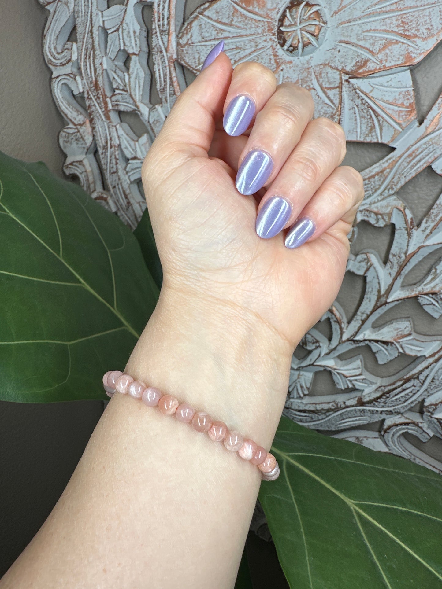 Peach Moonstone Beaded Bracelet (6mm)