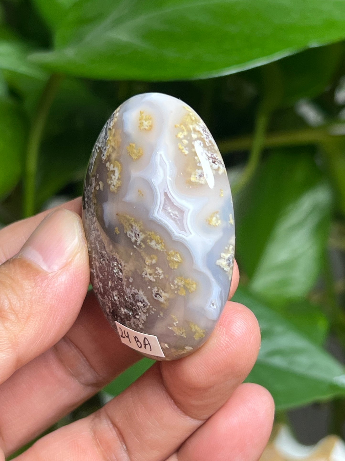 Scenic Moss Agate Palmstone: BA
