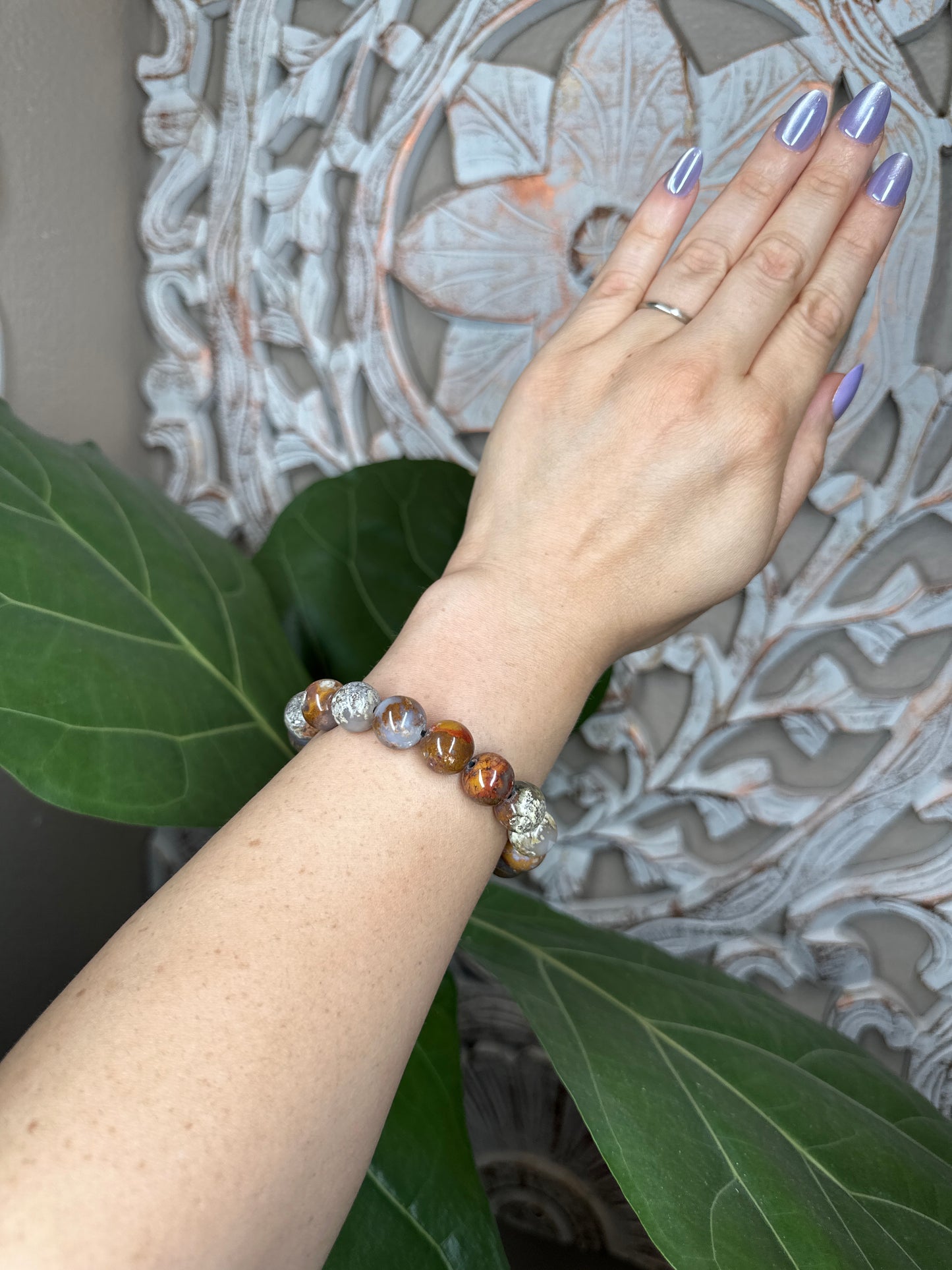 Scenic Moss Agate Beaded Bracelet (12mm)