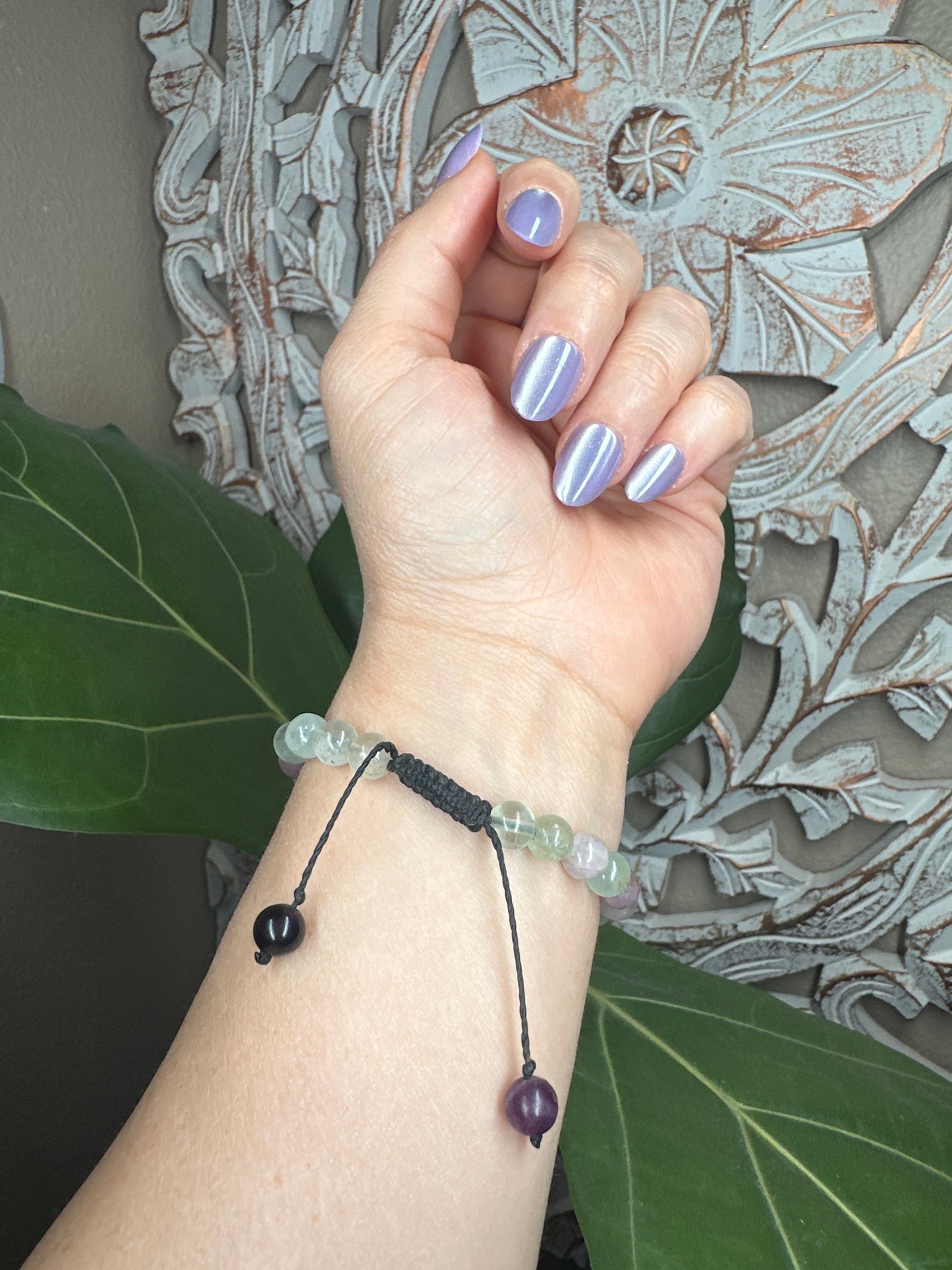 Adjustable Fluorite Beaded Bracelet (6mm)