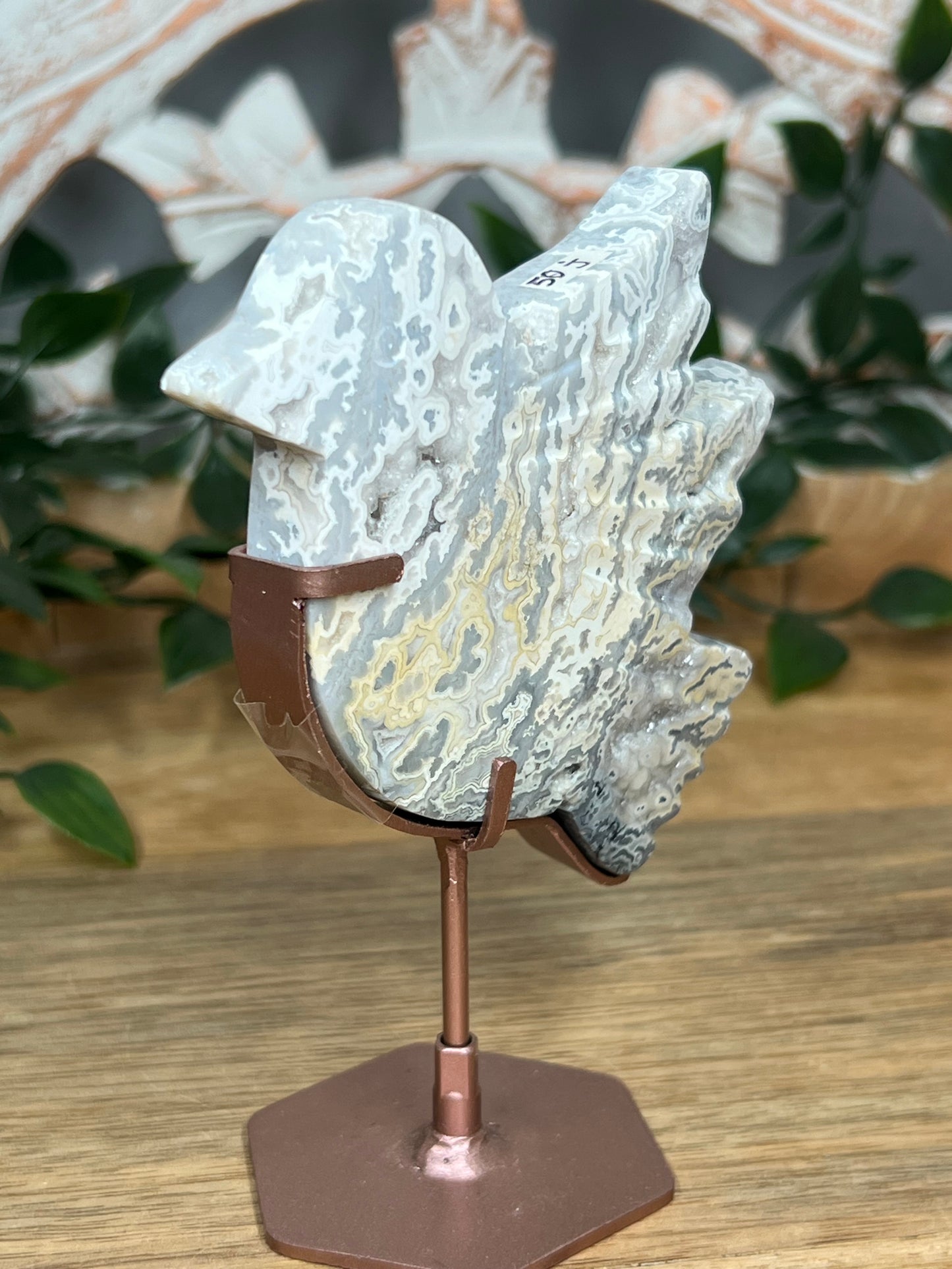 Blue Plume Agate Bird