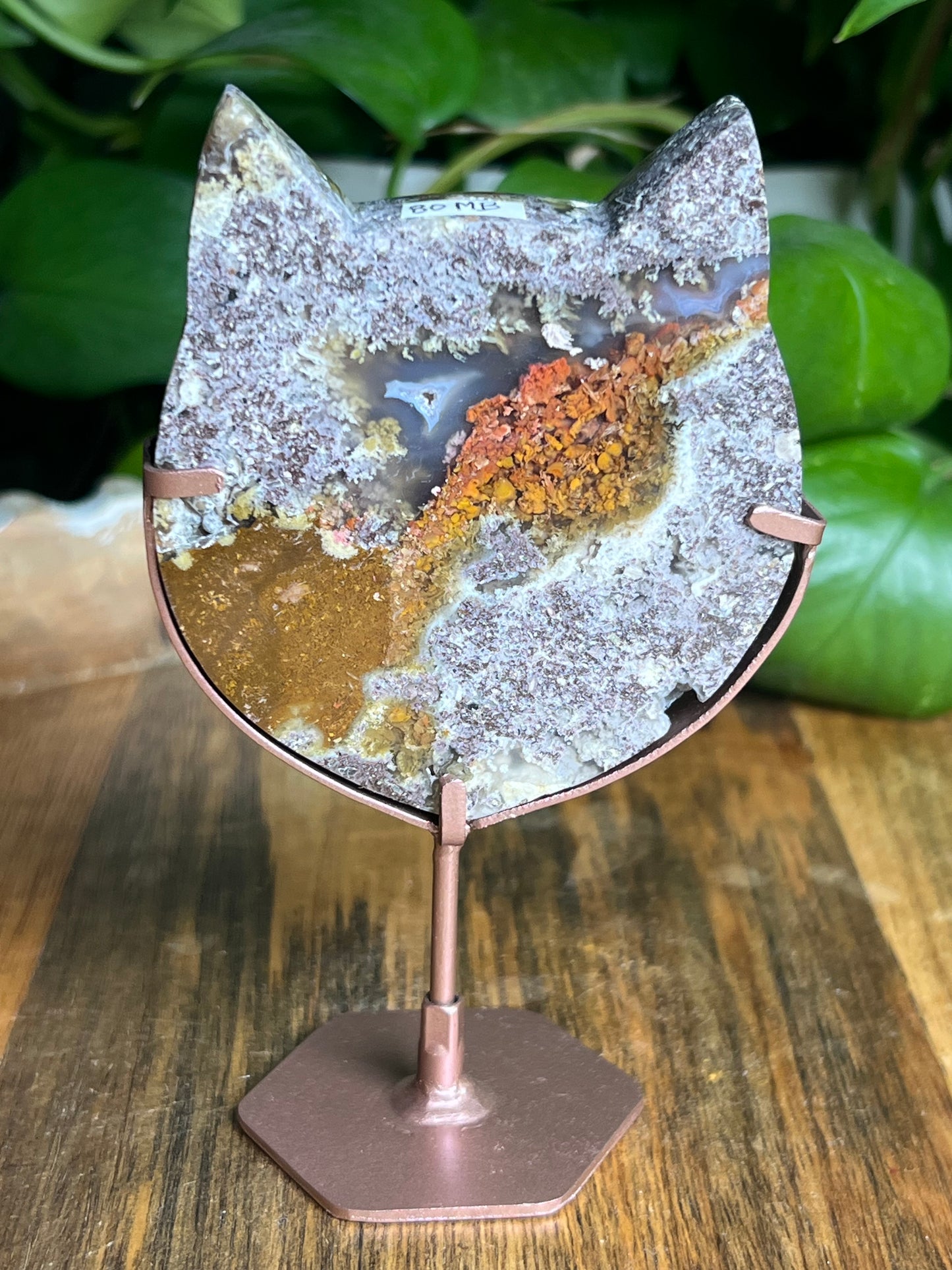 Scenic Moss Agate Cat Head