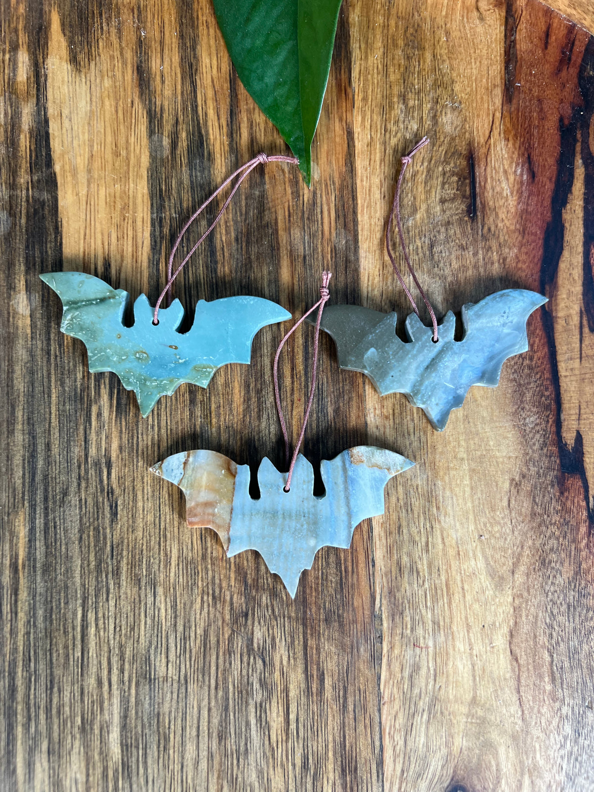 Blue Green Jasper Bat Ornaments