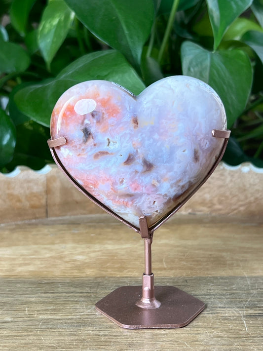 Rainbow Plume Agate Heart