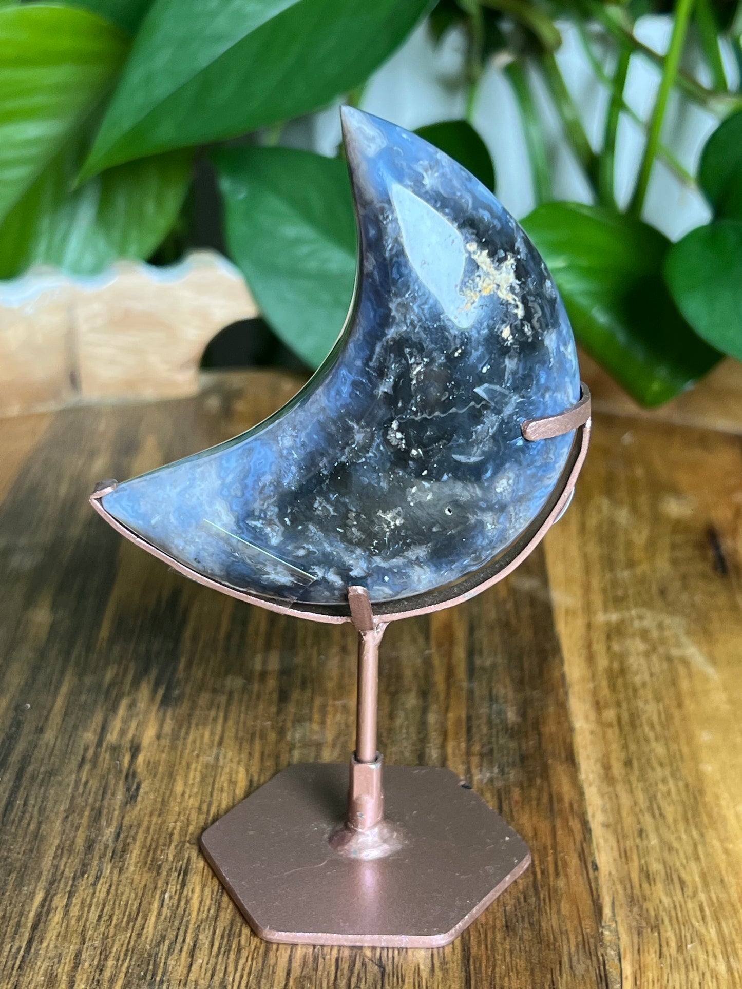 Blue Plume Agate Moon A