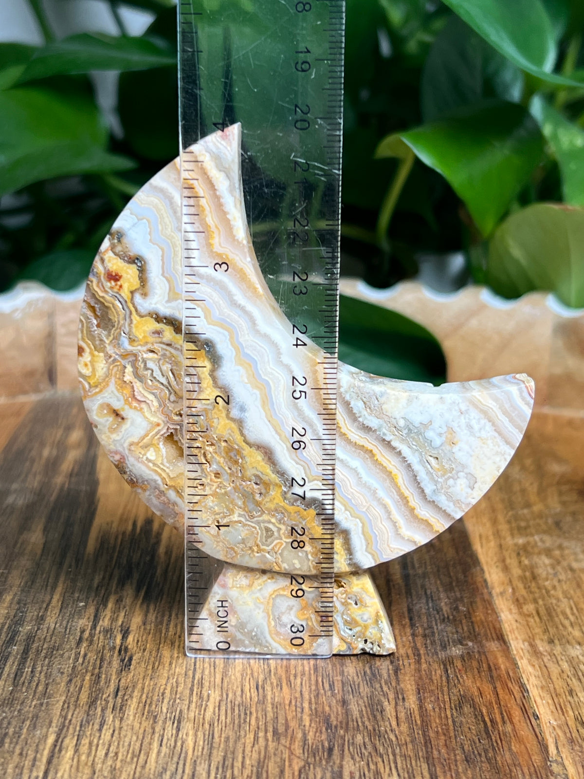 Crazy Lace Agate Self Standing Moon: BE