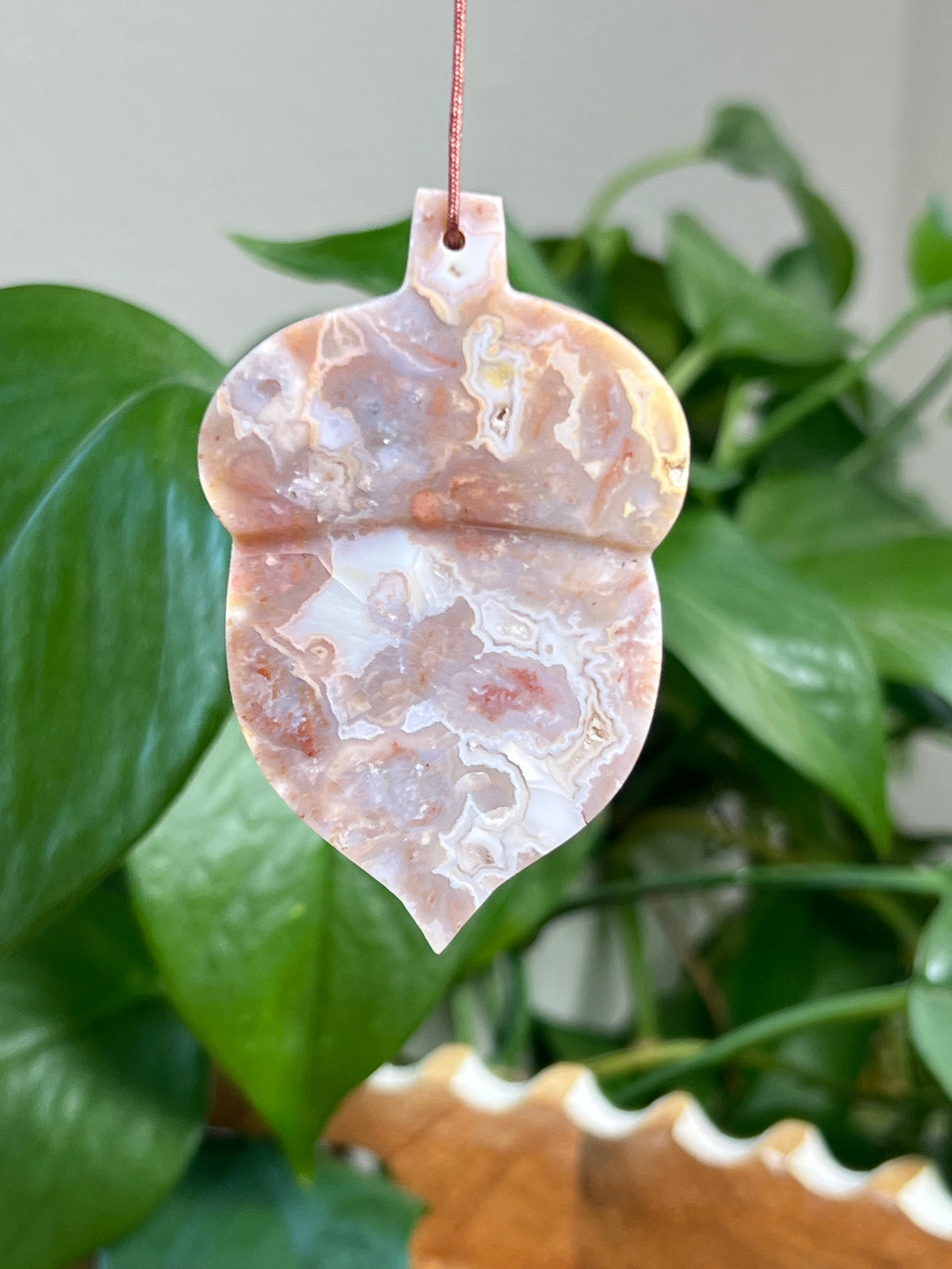 Sumatra Plume Agate Acorn Ornaments