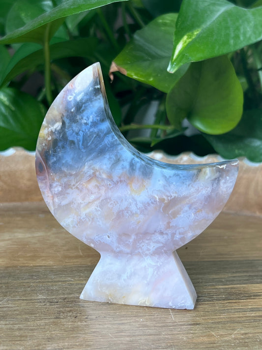 Rainbow Plume Agate Moon