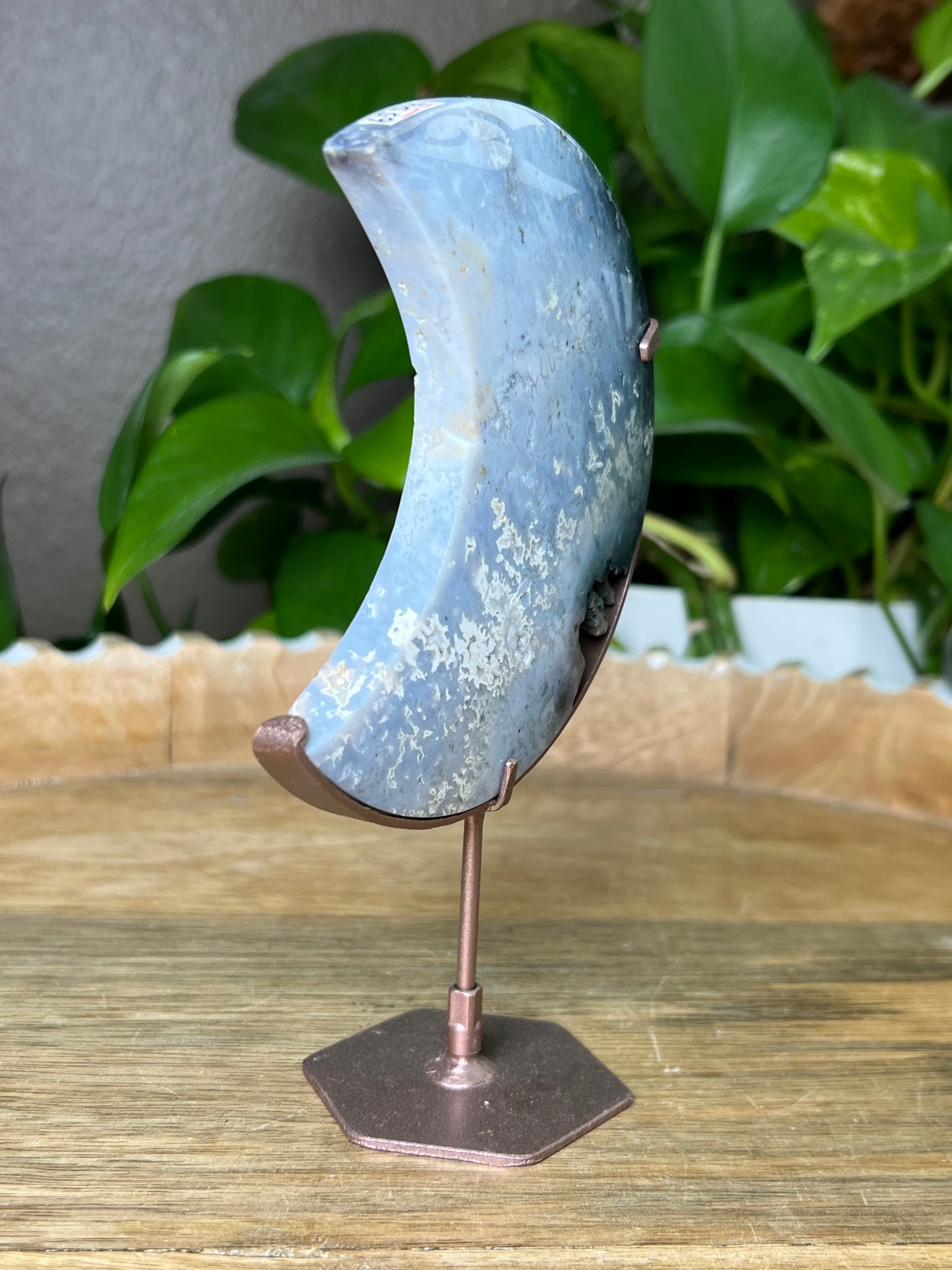 Blue Plume Agate Moon