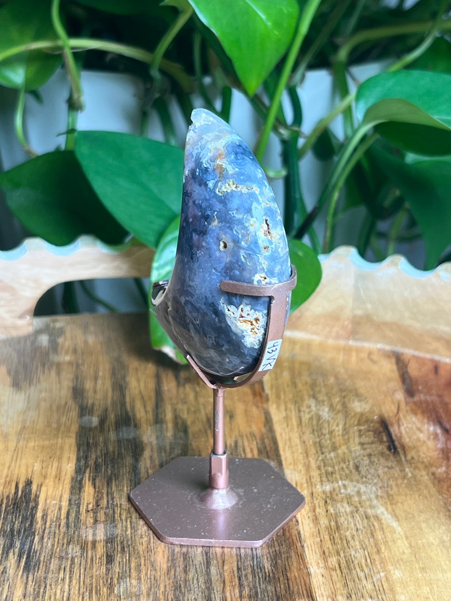Blue Plume Agate Mini Puffy Moon: VK