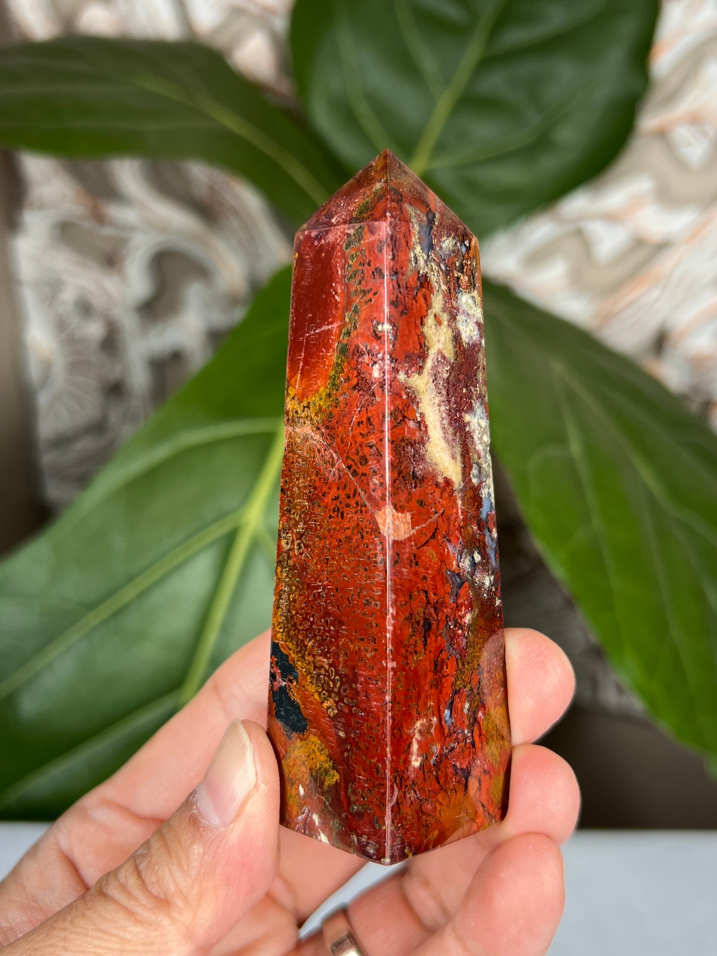 Red Moss Agate Tower