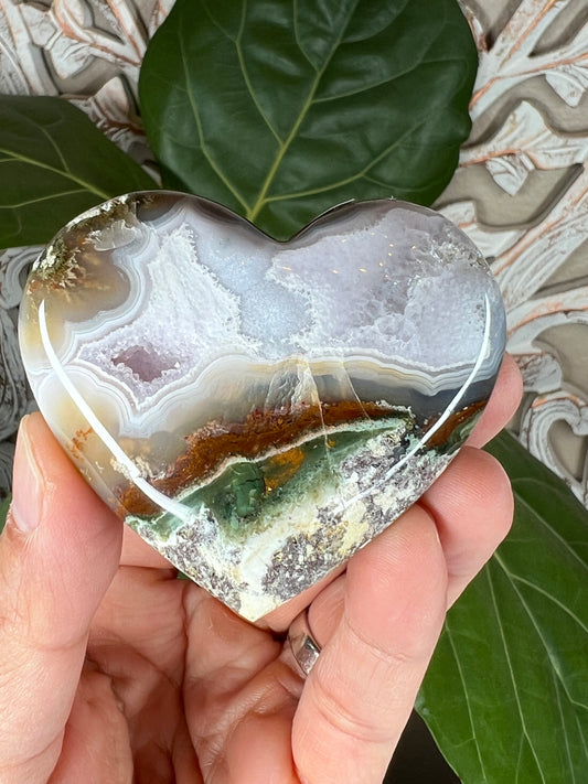 Scenic Moss Agate Heart