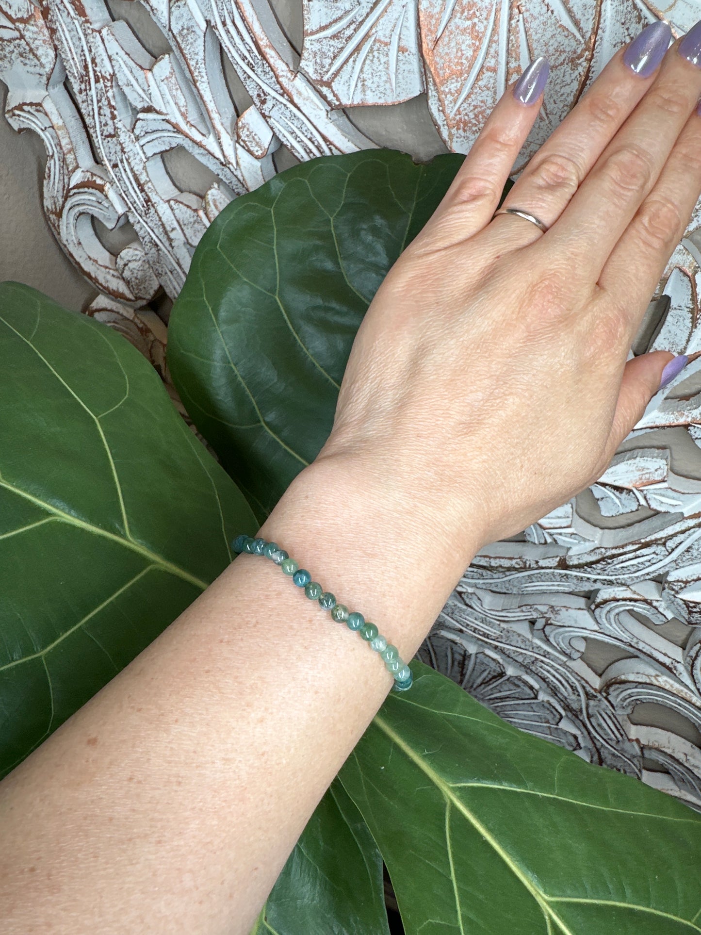 Moss Agate Beaded Bracelet (4mm)