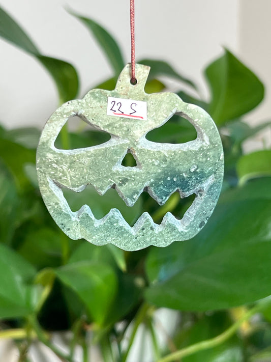 Blue Green Jasper Jack-O-Lantern Ornaments