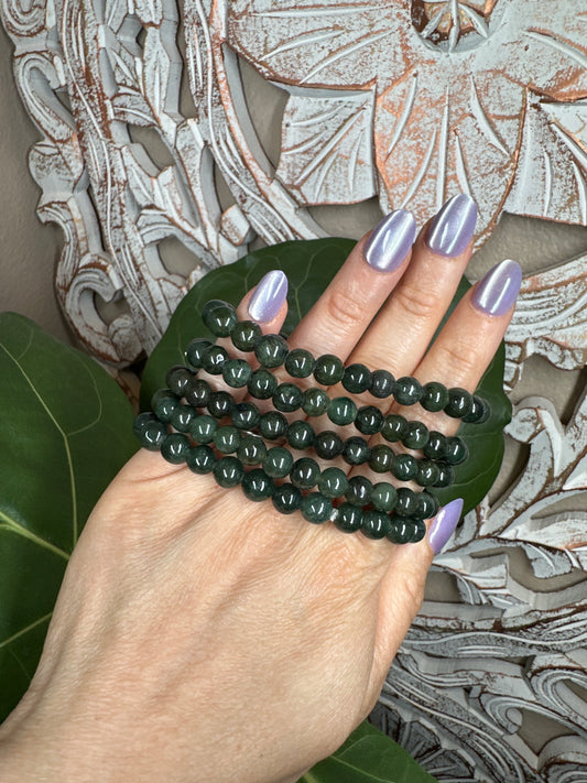 Green Burmese Jade Beaded Bracelet (7mm)