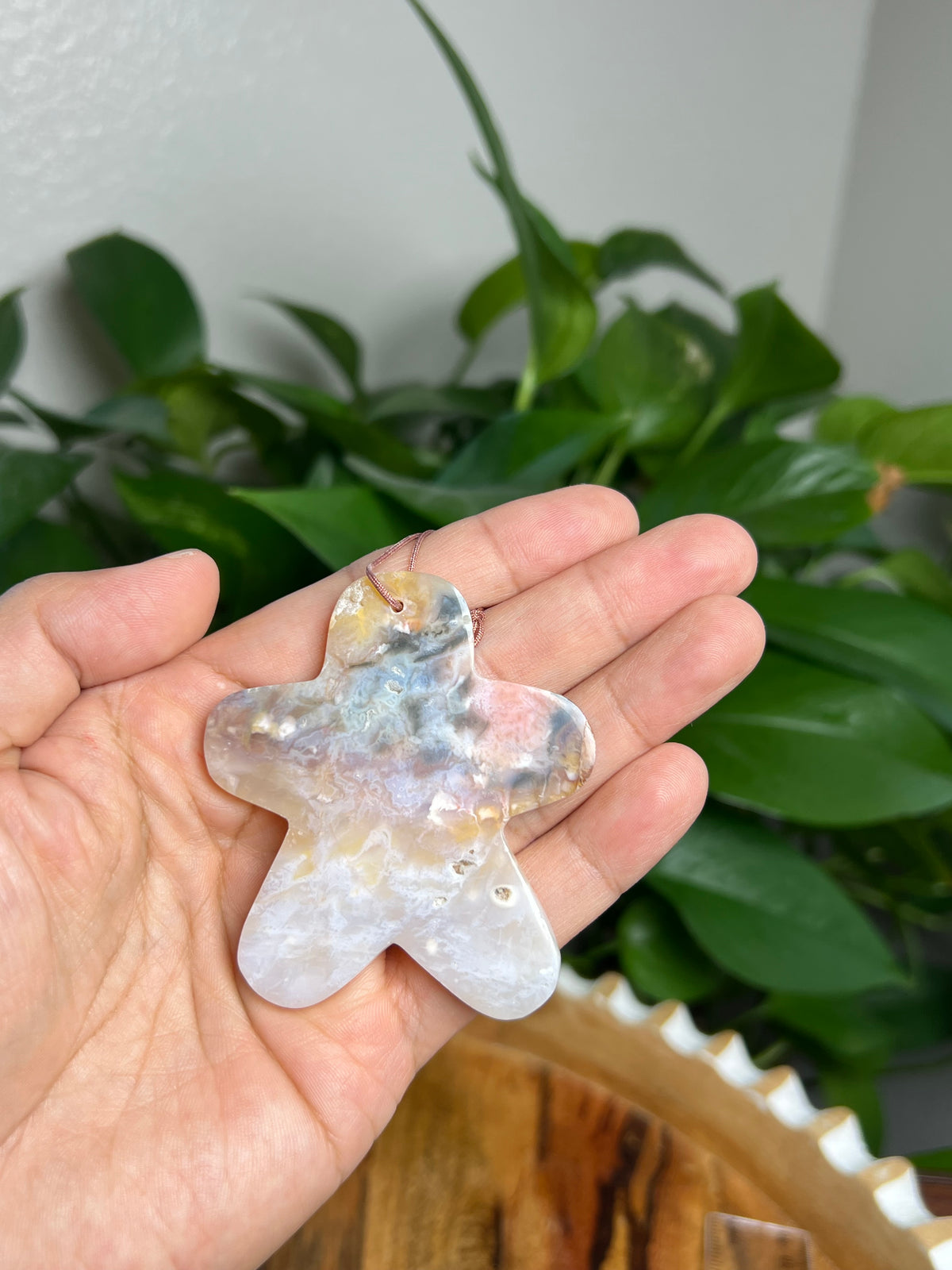 Rainbow Plume Agate Ornament Gingerbread: AM