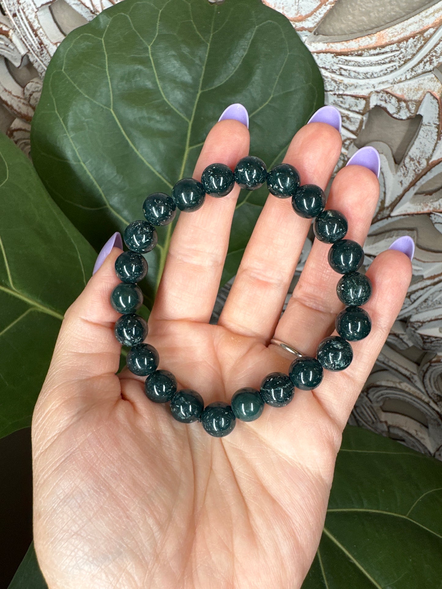 Blue-Green Jasper Beaded Bracelet (10mm)