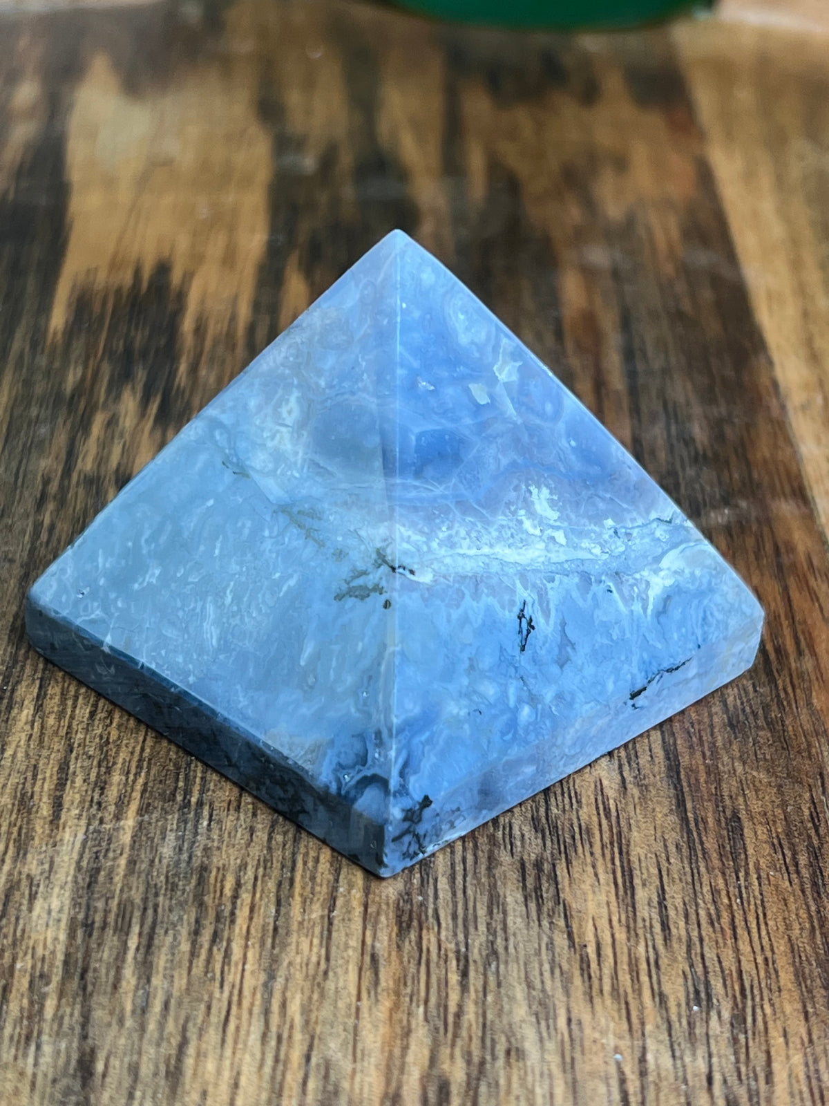 Blue Plume Agate Pyramid: PB