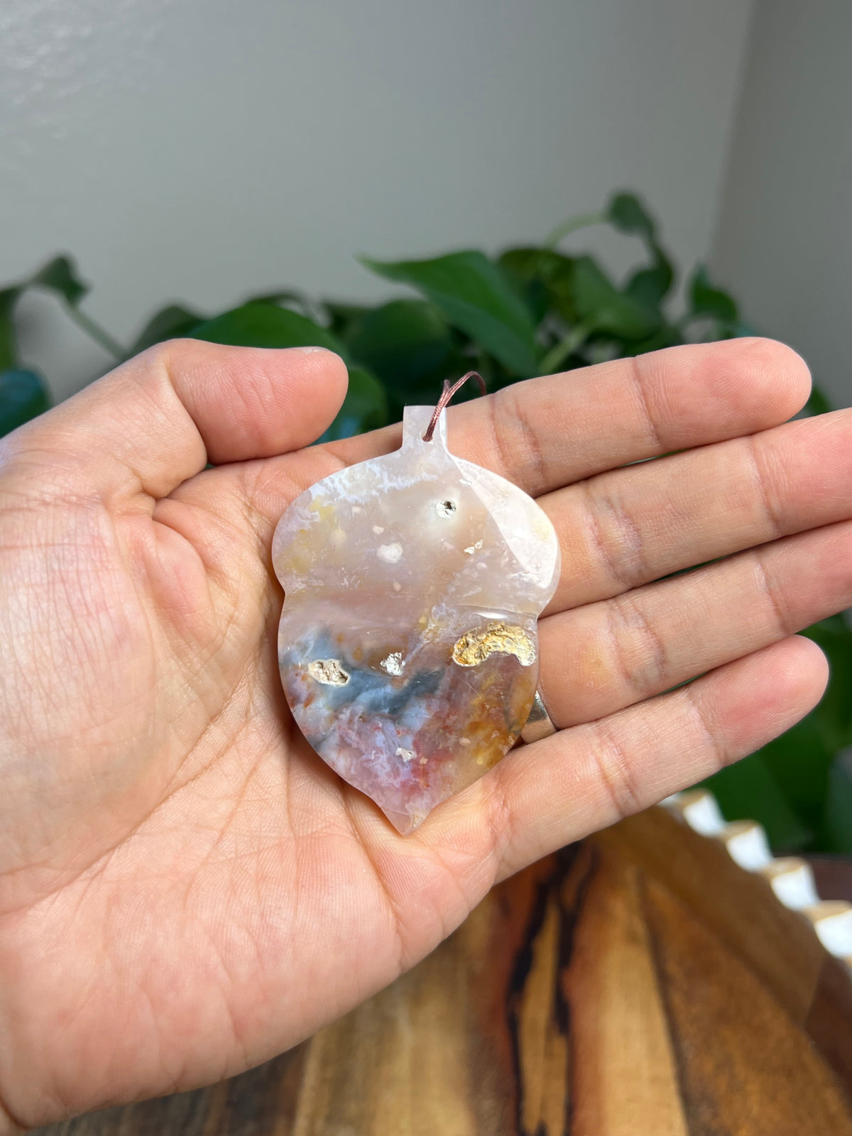 Rainbow Plume Agate Acorn Ornaments